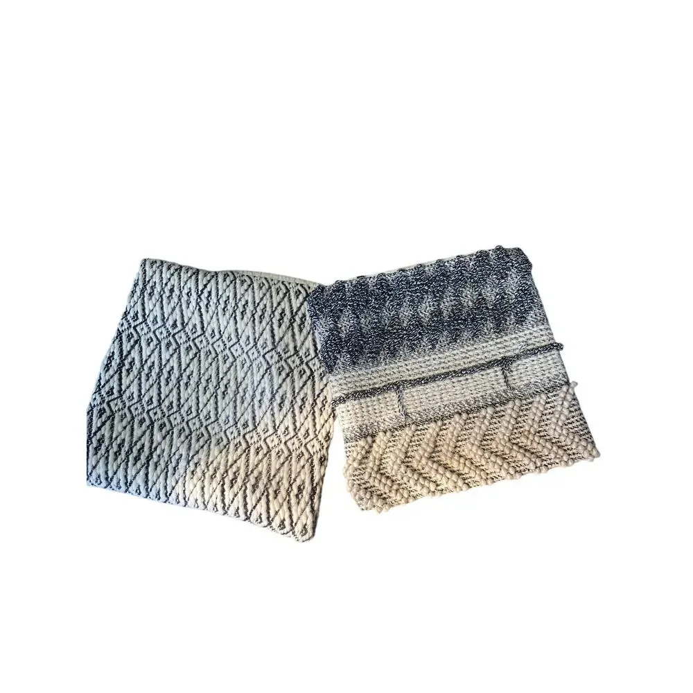 2 Crate & Barrel Cream/Black Textured Large Throw Pillow Covers 20x20